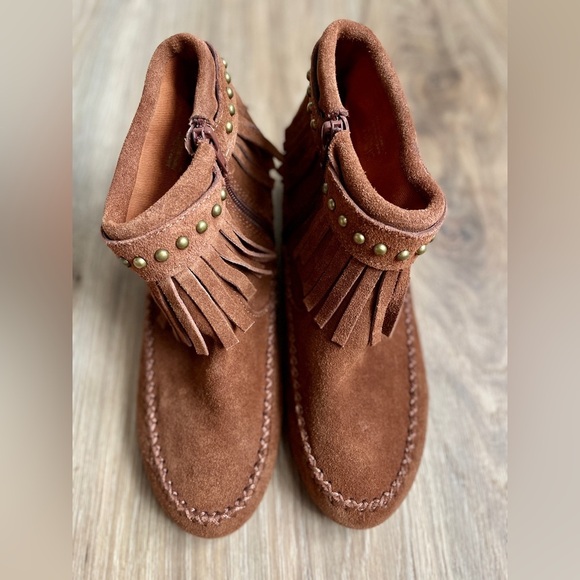Aldo Shoes - Aldo Moccasin’s Ankle Bootie brown fringe  size 7.5 NWOT